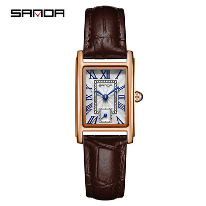 Montre Sanda 1116 : Élégance Rectangulaire Femme