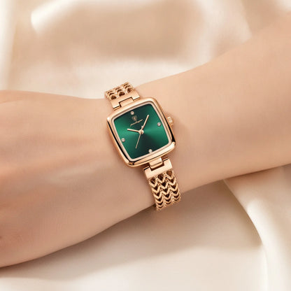 Montre Carrée Luxe POEDAGAR Femme Acier Inoxydable Étanche