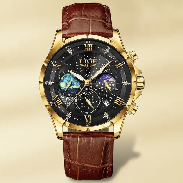 Montre Homme LIGE Cuir Sport Militaire Quartz