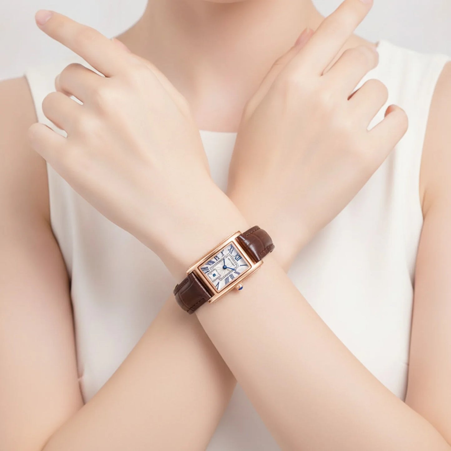 Montre Sanda 1116 : Élégance Rectangulaire Femme