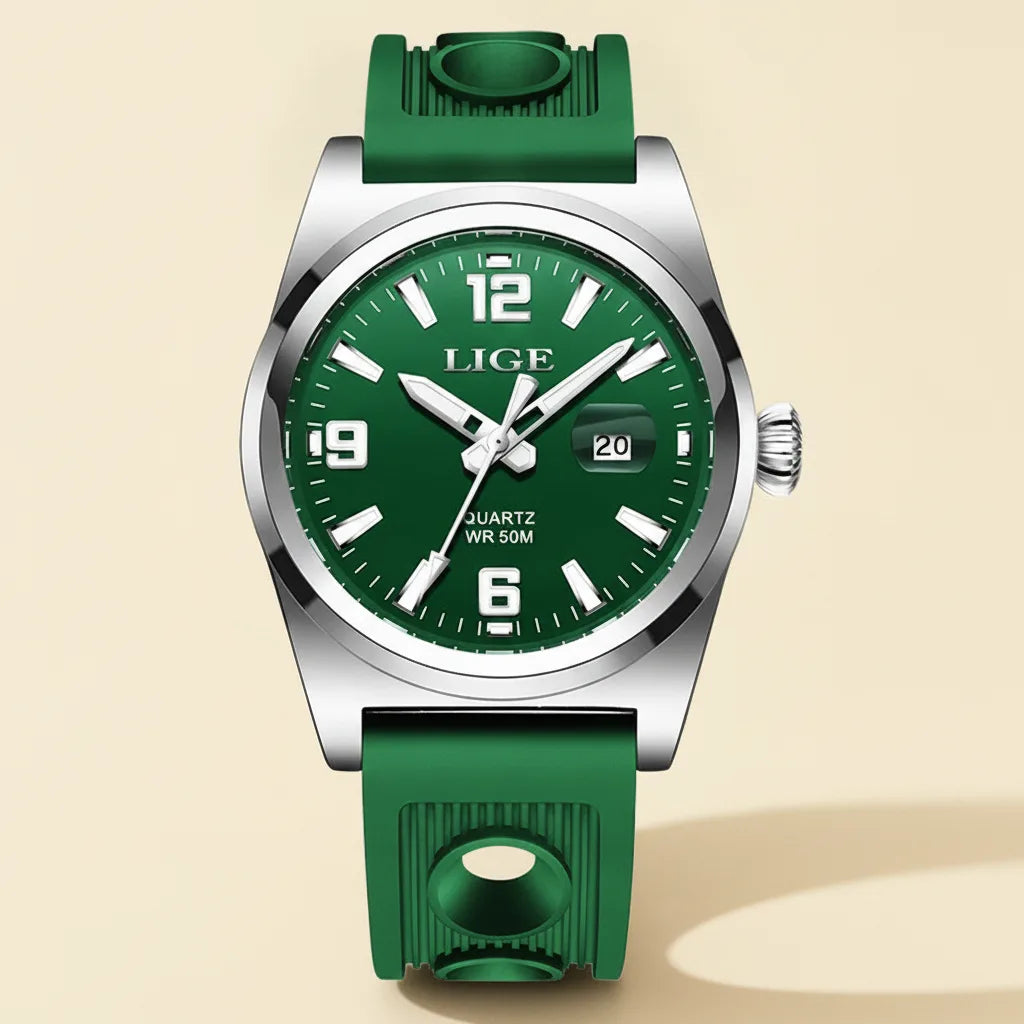 Montre Automatique LIGE Homme Silicone Militaire