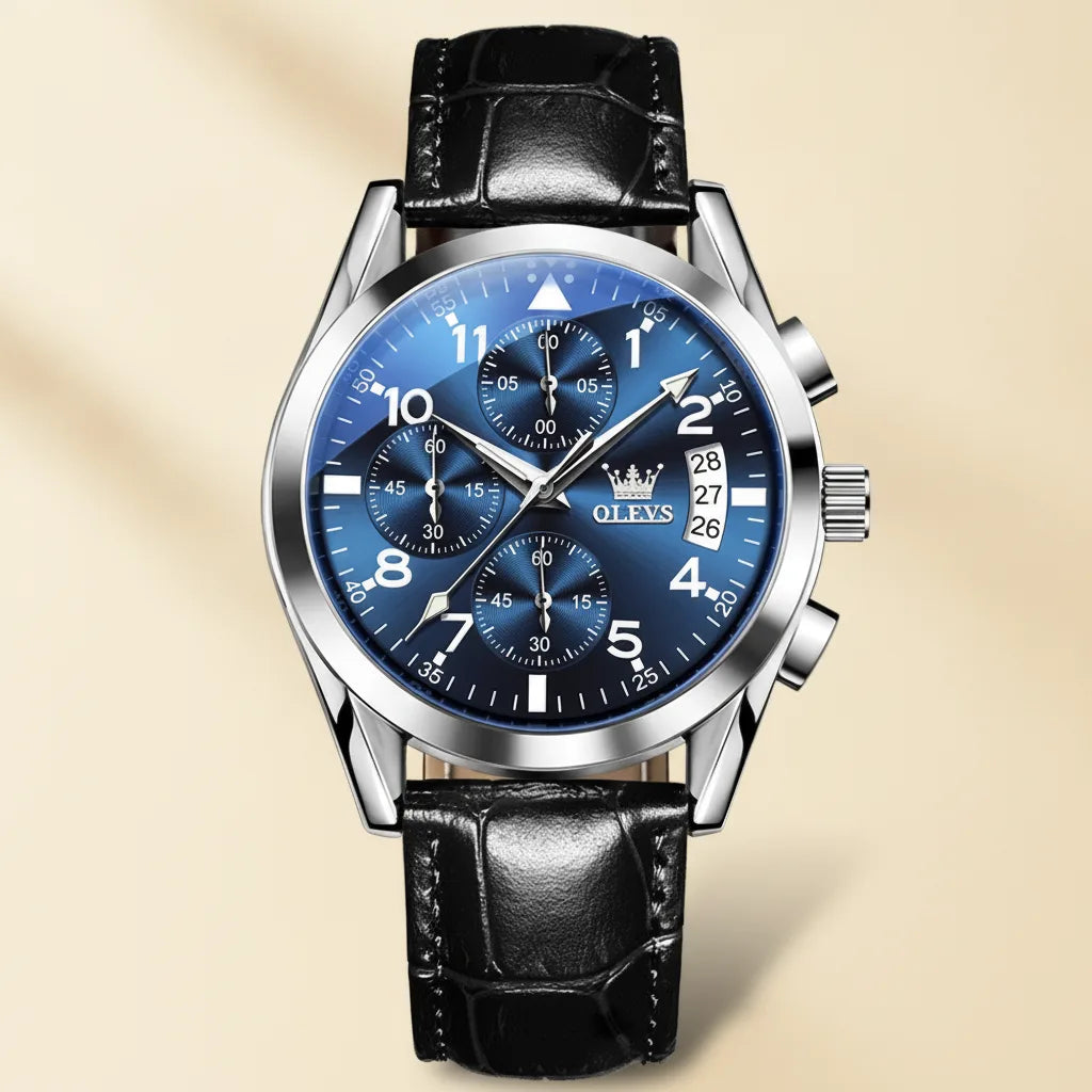 Montre Homme OLEVS 2878 Cuir Luxe & Sport