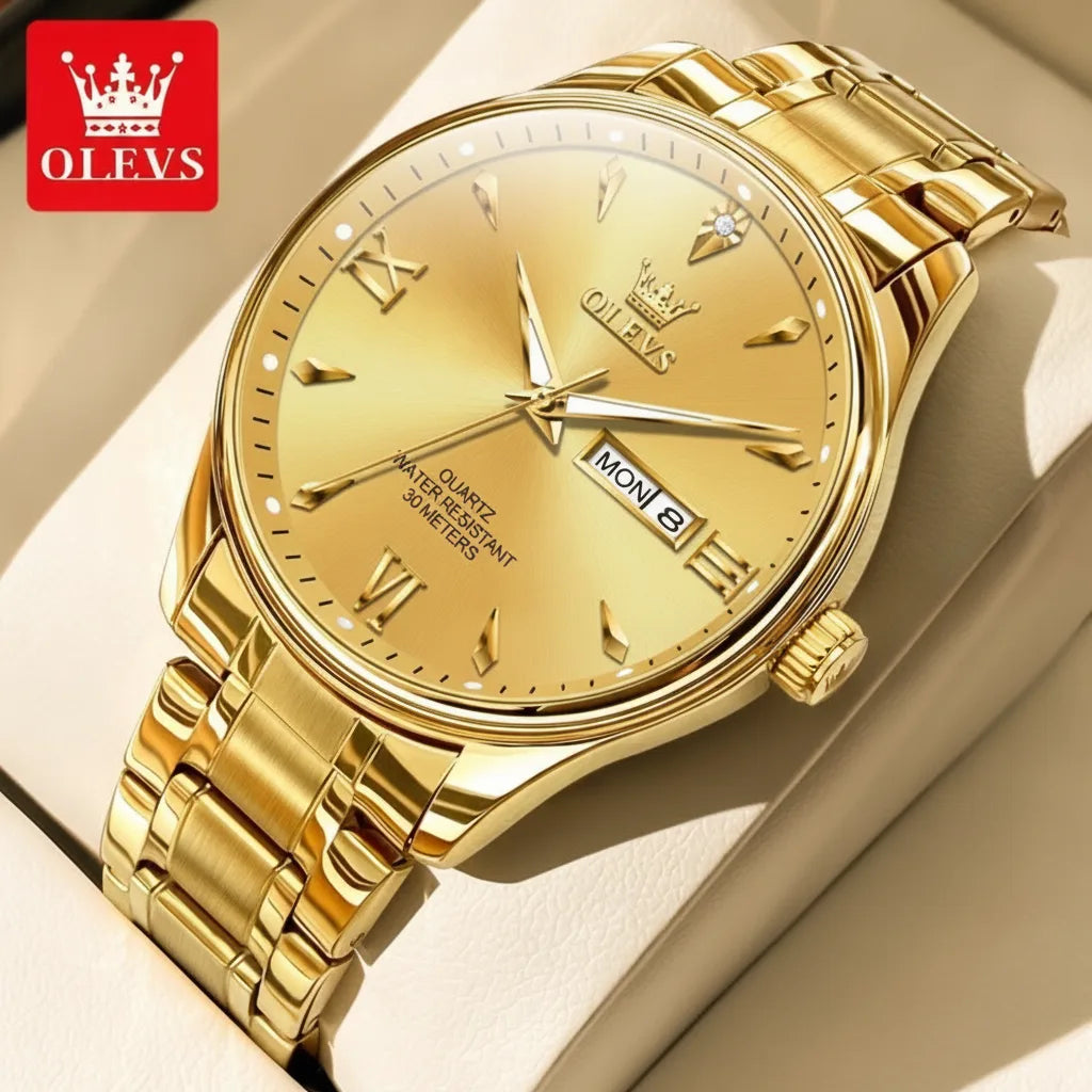 Montre OLEVS 9806 Homme Acier Inoxydable Classique Date Semaine