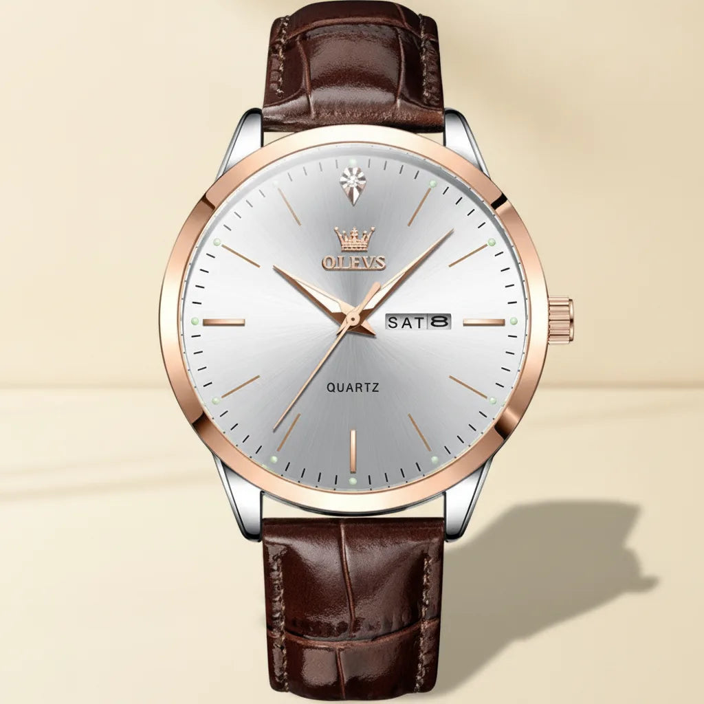 Montre OLEVS Homme Cuir Classique Lumineuse Date