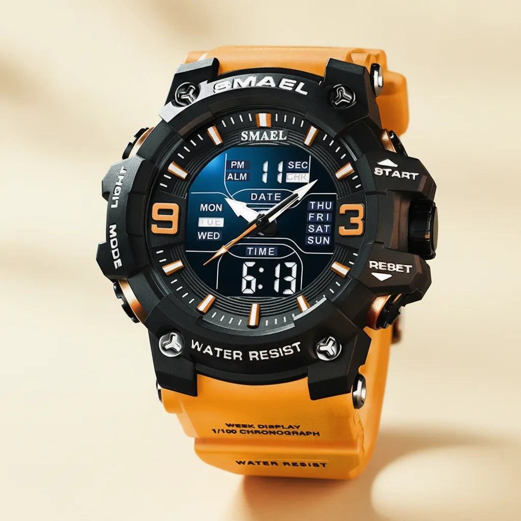Montre Sport SMAEL 8049 Chronographe Alarme LED